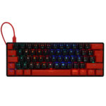 Teclado Mecánico 60 Game Factor Kbg560-Rd - Rgb, Teclas Extras Red Intercambiables, Red Switch, USB Rojo