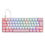 Teclado Mecánico 60 Game Factor Kbg560-Wh - Rgb, Teclas Extras Pink Intercambiables, Red Switch, USB Blanco