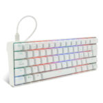 Teclado Mecánico 60 Game Factor Kbg560-Wh - Rgb, Teclas Extras Pink Intercambiables, Red Switch, USB Blanco