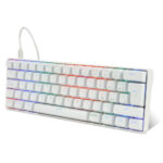 Teclado Mecánico 60 Game Factor Kbg560-Wh - Rgb, Teclas Extras Pink Intercambiables, Red Switch, USB Blanco