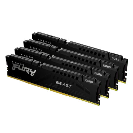 Memoria DDR5 128Gb 5200Mhz Kingston Fury Beast (4X32Gb)/Color Negro/Cl40/Xmp/Kf552C40Bbk4-128