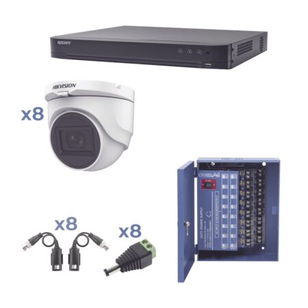 Kit Dvr+8 Camaras Domo Hikvision Kh1080P8Dw, Turbohd 1080P, Incluye Transceptores Y Conectores