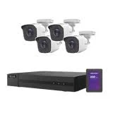 Kit Dvr 4 Canales Hikvision Hl24Lqkits-M(B)/1Tb Turbohd 1080P + SSD De 1 Tb (1024 Gb)/4 Camaras Bala De Metal/Fuente De Poder/Accesorios De Instalacion