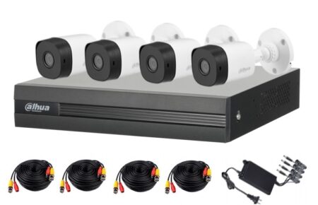 Dahua Kitxvr1B04-I1Mp-2.8 – Kit De 4 Canales Con Cámaras B1A11 De 1 Mp – Lente De 2.8Mm Y 93°. Soporta 4 Canales Más 1 IP O Hasta 5 Canales IP, Smd