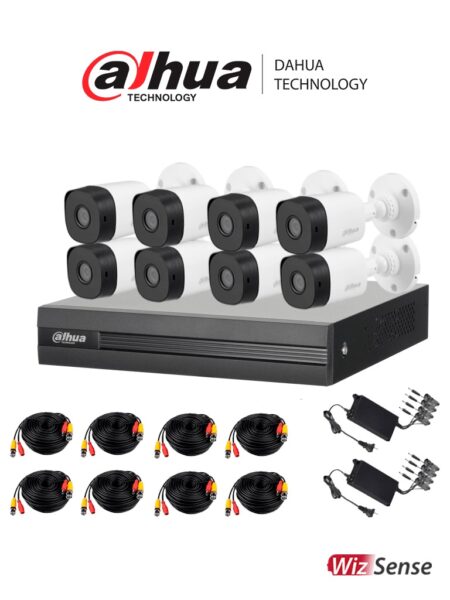Dahua Kitxvr1B08- I+8-B1A21- Kit De 8 Canales 2 Megapixeles Xvr De 8Ch Wizs Con Ia H.265+ 8 Camaras B1A21 1080P 8 Canales + 2 IP O Hasta 10 Canales IP -