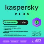 Esd Kaspersky Plus (Internet Security) / 5 Dispositivos / 3 Cuentas Kpm / 1 Año / Base, Kl1042Zdefs