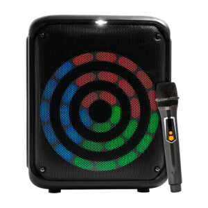 BOCINA KARAOKE VORAGO KSP-350 BLUETOOTH, 8", 30W, RECARGABLE, C/MICROFONO INALAMBRICO, CARGA USB TIPO C, COLOR NEGRO