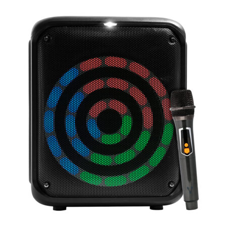 Bocina Karaoke Vorago Ksp-350 Bluetooth, 8″, 30W, Recargable, C/Microfono Inalambrico, Carga USB Tipo C, Color Negro