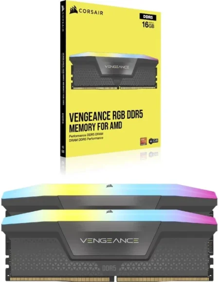 Memoria DDR5 32Gb 6000Mhz Corsair Vengeance Rgb Cmh32Gx5M2E6000Z36 2X16Gb, Negro, Non-ECC, Cl36, Xmp-Expo