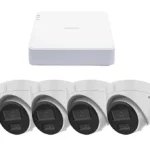 Kit Nvr 4 Canales Con 4 Puertos PoE Hikvision Kipcv2M/4T IP 1080P/2Mp/4 Camaras IP Turret Con Microfono Integrado/Colorvu Y Acusense Lite