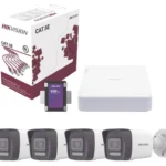 Kit Nvr 4 Canales Hikvision Kit4Mp/4B/1Tb IP 4 Megapixel/4 Puertos PoE/4 Camaras IP Bala Dual Light/Con Microfono Integrado/Bobina De Cable De 100 M/SSD De 1Tb
