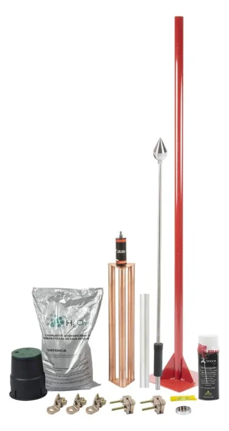 Kit Pararrayo Total Ground Kit-Master-Alu-V2 Con Accesorios Para Proteccion De Diametro De 80M