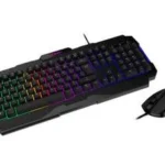 Kit Teclado Y Mouse Alambrico Gamer MSI Forge Gk100 Combo Us USB, Rgb, Optico, 7 Botones, 640Dpi, Ingles, Negro