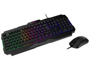 Kit Teclado Y Mouse Alambrico Gamer MSI Forge Gk100 Combo Us USB, Rgb, Optico, 7 Botones, 640Dpi, Ingles, Negro