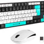 Kit Teclado Y Mouse Inalambrico Techzone Tzaccbi15 105 Teclas/3 Botones/1000 Dpi/Color Negro C/Azul Menta Y Blanco