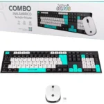 Kit Teclado Y Mouse Inalambrico Techzone Tzaccbi15 105 Teclas/3 Botones/1000 Dpi/Color Negro C/Azul Menta Y Blanco