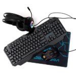 Kit Teclado/Mouse/Audifonos Y Mousepad Alambrico Gamer Vortred V-930655 USB/Rgb/Ingles/Color Negro