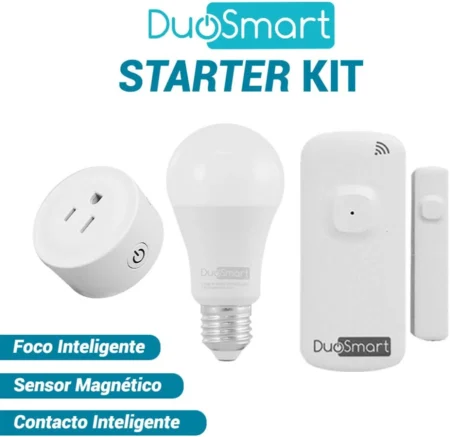 Kit De Inicio De Duosmart Starter Kit, 1 Foco Inteligente S10, 1 Contacto De Sobreponer B30 Y 1 Sensor Magnetico D10