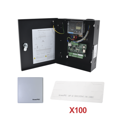 Kit Para Automatizar 1 Acceso Vehicular Hikvision/Con Stickers En Parabrisas De Vehiculos/Incluye Panel/Lector/100 Stickers/Software Ivms4200 Incluido/Kit-Uhfsticker-01