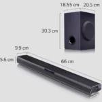 Barra De Sonido 2.1 Canales Subwoofer Sound Bar, LG Sqc1, Bluetooth, Inalambrico, 160W Rms, Color Negro