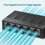 Switch De 5 Puertos Gigabit Para Escritorio Tp-Link Ls1005G Plug And Play Y Green Ethernet