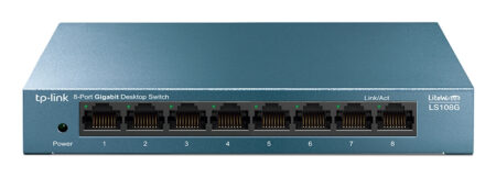 Switch De 8 Puertos Gigabit Tp-Link Ls108G Para Escritorio Plug And Play Con Carcasa De Acero