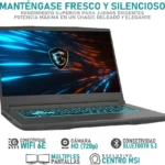 LAPTOP MSI THIN 15 B13VE 15.6″/CI7-13620H/16GB RAM/512 SSD/NVIDIA RTX 4050/WINDOWS 11 HOME/GRIS/INCLUYE BACKPACK/B13VE-2833MX