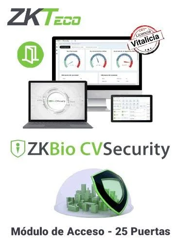 Licencia Vitalicia Biocvsecurity Zkteco Zkbiocv-AC-P25 Para 25 Puertas/Hasta 30,000 Usuarios/200 Departamentos/200 Areas