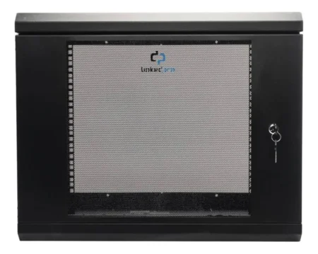 Gabinete De Pared De 9U Linkedpro Sr1909Lh3G Con Puerta De Cristal Templado/455Mm De Profundidad/Rack De 19”/Acero Reforzado/Color Negro.