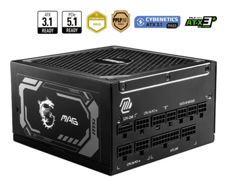 Fuente De Poder 1250W MSI Mag A1250Gl Pcie5/80 Plus Gold/ATX/Full Modular/Color Negro