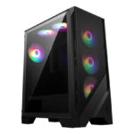 Gabinete MSI Mag Forge 120A Airflow/Midi-Tower/Ventana Cristal/Sin Fuente/6 Ventiladores Instalados/Color Negro/Factor ATX/Micro-ATX/Mini-Itx