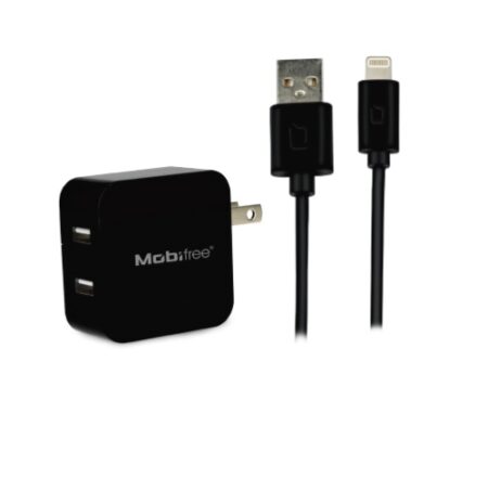 Kit Cargador USB Con Cable Lightning Mobifree Mb-914192 – Pared, Negro
