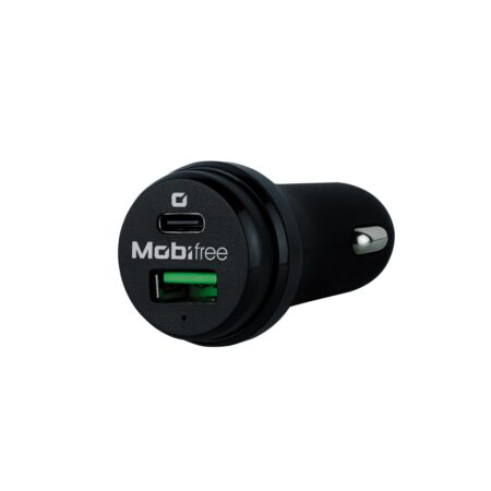 Cargador Mobifree Cargador De Coche USB Y Tipo C - Negro, Auto, Corriente Alterna, USB, 1