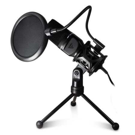 MICROFONO GAME FACTOR MCG601 PARA STREAMING/STAND/ANTI POP/NEGRO/USB