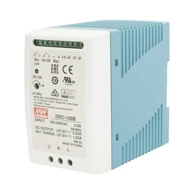 Fuente De Poder Riel Din 100W Meanwell Drc-100-A/12V/Con Cargador De Bateria