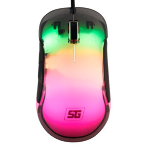 MOUSE ALAMBRICO VORAGO START THE GAME MO-505, 7200DPI,7 BOTONES, RGB , USB, NEGRO-TRASPARENTE