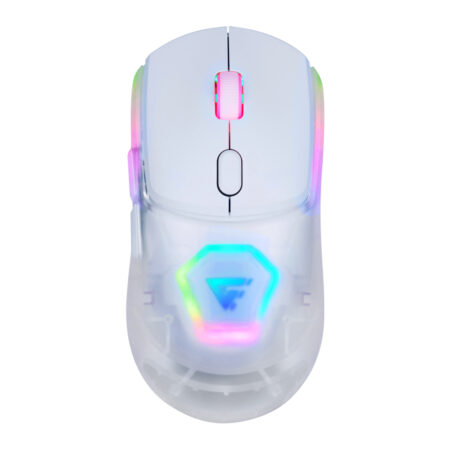 Mouse Game Factor Mow700 Inalámbrico – Carcasas Intercambiables, 2.4G+Bt, Pixart 3395, 26, 000 Dpi, Rgb, Blanco