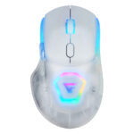 Mouse Game Factor Mow700 Inalámbrico - Carcasas Intercambiables, 2.4G+Bt, Pixart 3395, 26, 000 Dpi, Rgb, Blanco