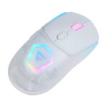 Mouse Game Factor Mow700 Inalámbrico - Carcasas Intercambiables, 2.4G+Bt, Pixart 3395, 26, 000 Dpi, Rgb, Blanco