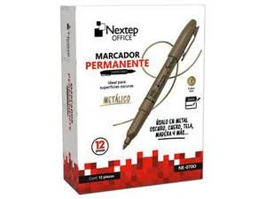 Caja C/12 Piezas De Marcador Permanente Nextep Punta Fina/2Mm/Color Plata/Ne-070P