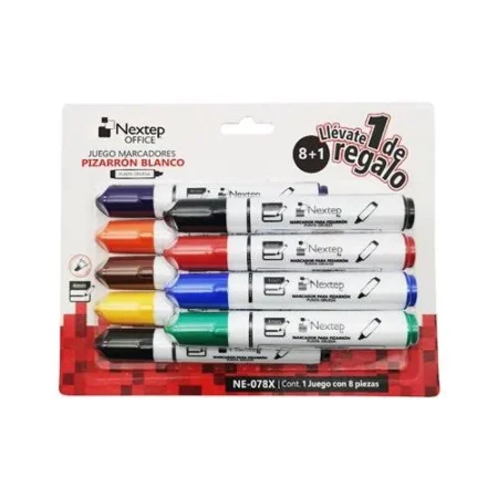 Marcador Para Pizarron Blanco Nextep 8 Colores/Punta Gruesa/Cincel 4Mm/Ne-078X