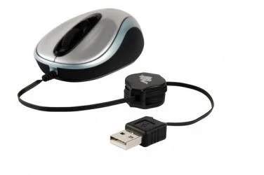 Mouse Alambrico Maxell 347002/Optico/USB Retractil/Negro-Plata