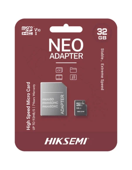Memoria Microsdxc 32Gb Hiksemi Hs-Tf-C1/32G/Neo/A Con Adaptador/Multiproposito/Clase 10