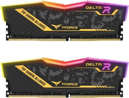 MEMORIA DDR4 16GB 3200MHZ TEAMGROUP T-FORCE DELTA TF3D416G3200HC16CDC01 (2X8GB), RGB, COLOR NEGRO, PC4 25600, NON-ECC, CL16, XMP