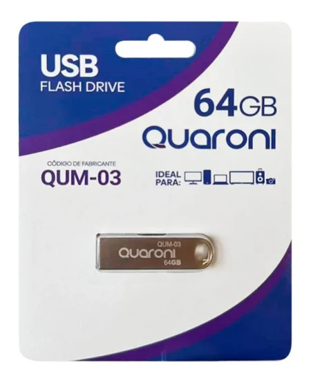 Memoria USB 2.0 Quaroni Qum-03 64Gb Metalica/Compatible Con Android/Windows/Mac