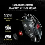 Mouse Inalambrico Gamer Corsair M65 Rgb Ultra Wireless, 26000Dpi/8 Botones/Optico/Color Blanco, Ch-9319511-Na2