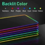 Mousepad Rgb-01, Xl/14 Modos De Iluminacion /7 Colores LED/Color Negro