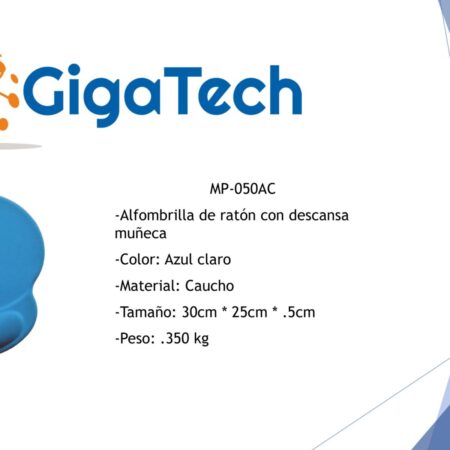 Mousepad Gigatech Mp-050Ac Ergonomico Azul Cielo