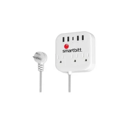 Barra Multicontacto Smartbitt Sbss-B3-5U 3 Contactos/1X USB-C/4X USB-A/5V/3A/Color Blanco