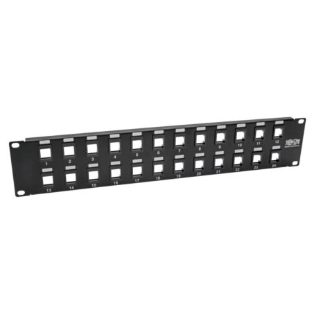 Panel De Parcheo Vacío De Conexiones Sin Blindaje RJ45 Keystone / Multimedia De 24 Puertos De 2U – Ethernet RJ45, USB, HDMI, Cat5E / 6 N062-024-Kj